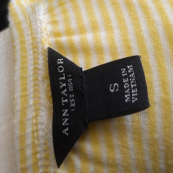 Ann Taylor Yellow & White Striped Peasant-style Jersey Shirt, Size S (NWOT) - Picture 6 of 6